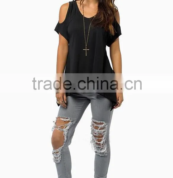 Woman's Casual Loose Sexy Strapless Cotton T Shirt photo-3