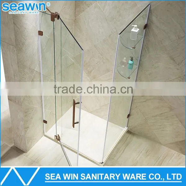 China Manufacturer Best Custom Bathroom Frameless Pivot Hinge Fibreglass Shower Cubicle Sizes Bathtub Shower Enclosure Wiht Tray Quality Choice photo-2