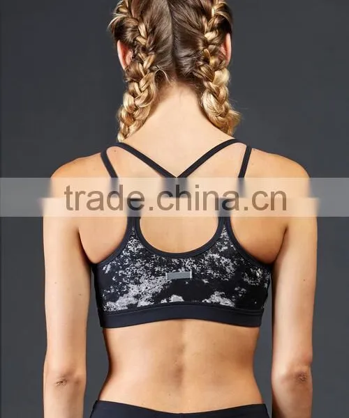 Manufuturer Custom Design Strappy Printed Women Fitness Sports Bra photo-2