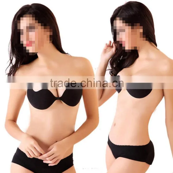 Sexy Push Up Self-Adhesive Silicone Bust Front Closure Strapless Invisible Bra photo-5