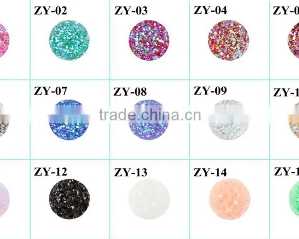 12mm Flat Back Resin 50pcs/lot Electroplated Druzy Cabochons Wholesale photo-2