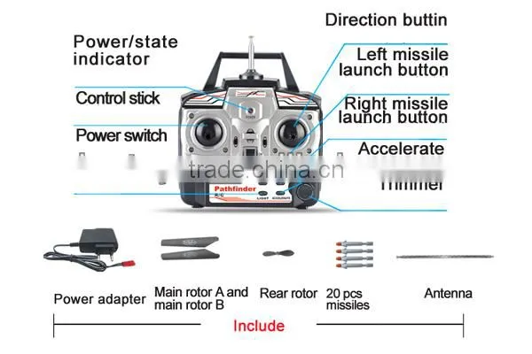 New Style Alloy 5CH Missiles rc Helicopter With Gyro photo-4