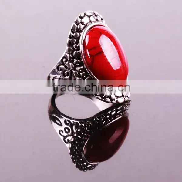 2015 Fashion Natural Turquoise Tibetan Silver Ring photo-3