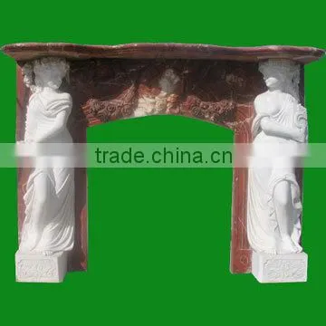 White Sculpture Carving Fireplace European Style Natural Stone Living Room Marble Stove Fireplace