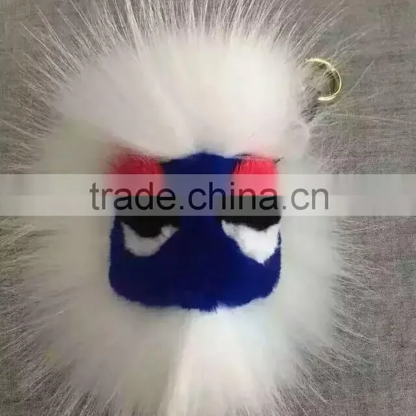Factory Cute Style High Quality Real Fox Fur Monster Doll Keychain Charm for Bag photo-2