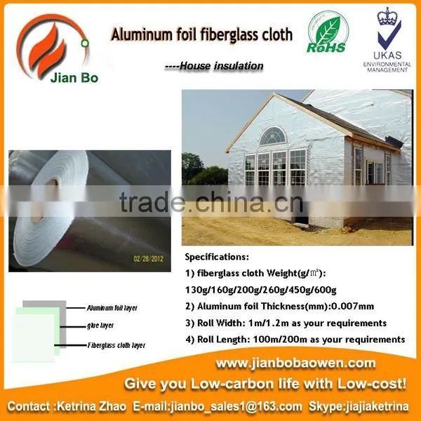 Aluminum foil fiberglass,insulation jacket material