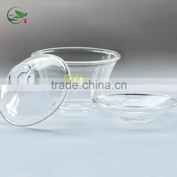 2016 Hot Selling Borosilicate Heat-resistant Gaiwan Mouth-blown Clean Glass Lid Tea Cup And Saucer Tea Set photo-3