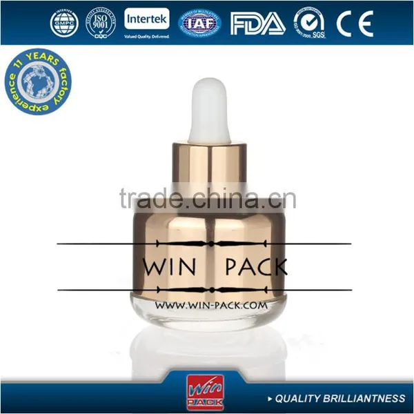 Blue Color Glass 30ml Dropper Bottle With Aluminum Surface and Blue Metal Cap and White Rubber photo-2
