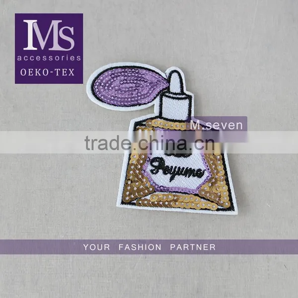 high quality sew on embroidery sequin patches custom logo patch for decorate