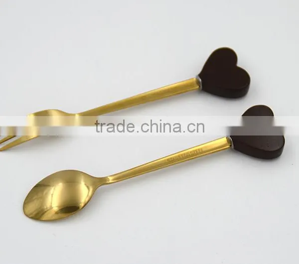 Gold Plated Food Grade Stainless Steel New Pattern Spoon With Polyresin Handle photo-2