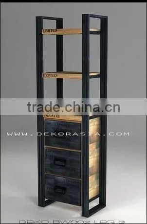 Boat Wood Rack With 3 Drawers