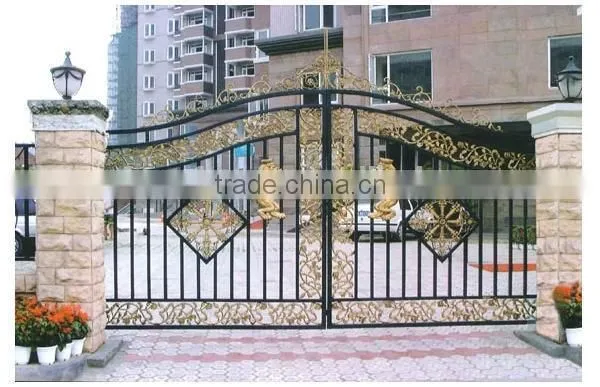 Customized Residential Wrought Iron/galvanized Powder Coated Steel/Iron Glass Gates photo-3