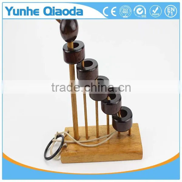 Staircase Disentanglement Puzzle on Elephant Base Classical Wooden Puzzle Set Solution Rope Central Brain Teaser for Adults Game photo-5