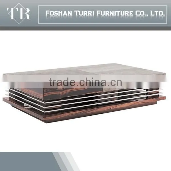Unique Design Natural Travertine Wooden Coffee Table Set photo-4