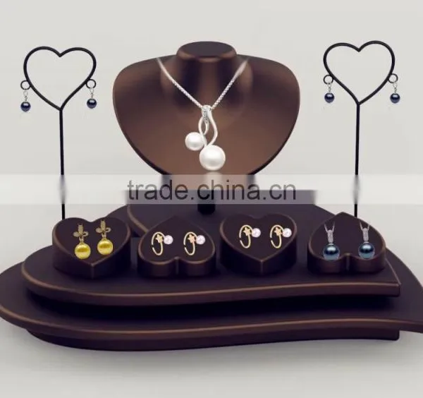 Custom Design Jewelry Decoration Shop Earring Necklace Ring Leather Jewelry Display Set photo-4