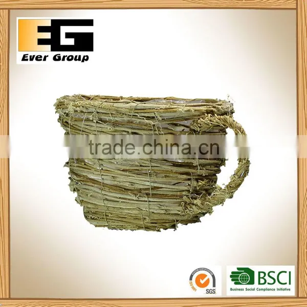 Yellow Rattan Cups and Flower Pots photo-3
