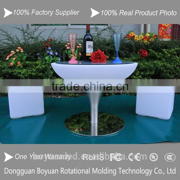 Battery Rechargeable LED Plastic Rotating Round Production Table With Legs Metal photo-6