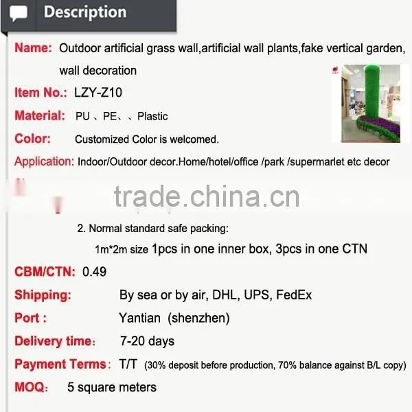 Outdoor Artificial Grass Wall Artificial Wall Plants Fake Vertical Garden Wall Decoration photo-3
