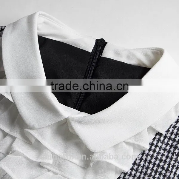 Winter Women Long Sleeve Dress Knitted Plaid Fashion Dress Casual Party Dress photo-4