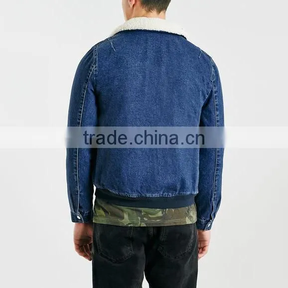 Man Fleece Jacket With Fleece Collar Black Denim Winter Jacket for Men photo-2