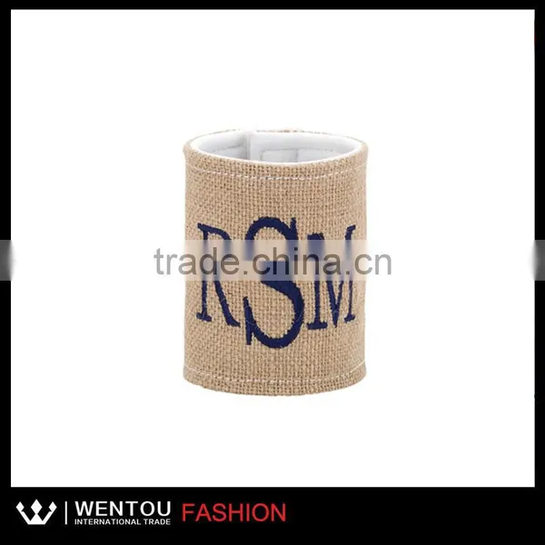 Monogram Embroidered Burlap Hugger photo-2