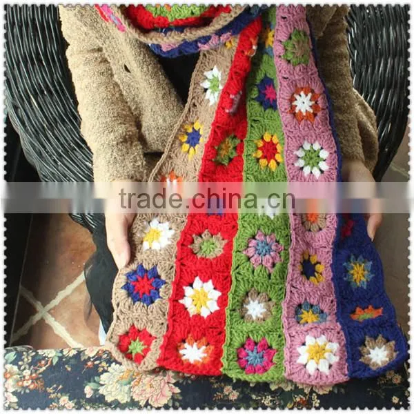 5 Rows of Flowers 195X38CM 4 Row Flower 195X30CM Knitting Scarf photo-3