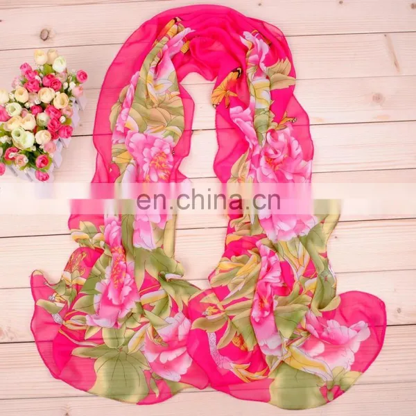 Wholesale New Design Fashion Printing Flora Chiffon Scarf photo-3