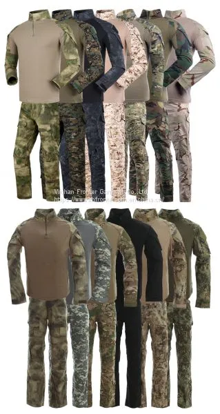 6-Colors Knitted Army Military Combat H Frog Sleeve Tactical Shirt Suit photo-5