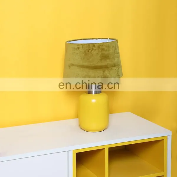 Japan Modern Matt Yellow Ceramic Base Custom Cheap Bedside Unique Desk Lamps for Hotel Home photo-4