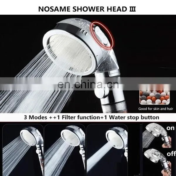 Handheld Ionic on off Shower Head High Pressure Water Saving Filter 3-Layer Filtration Hand Shower photo-3