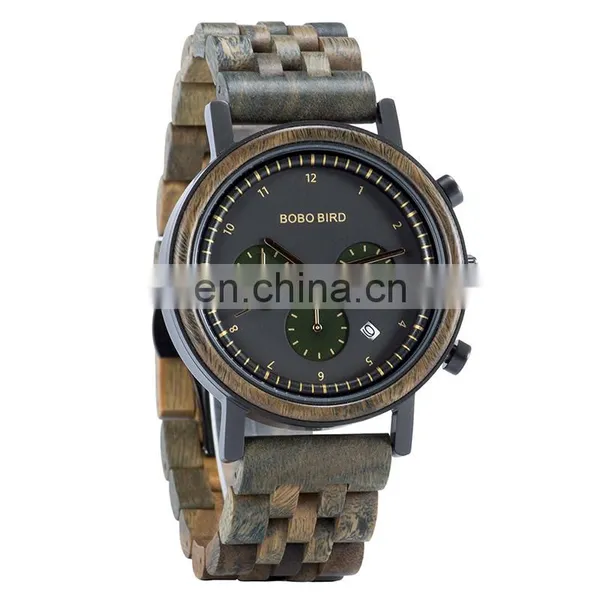 BOBO BIRD OEM Creative Natural Bamboo Wood Watches Men Fashion Multifunction Quartz Wood Watch photo-3
