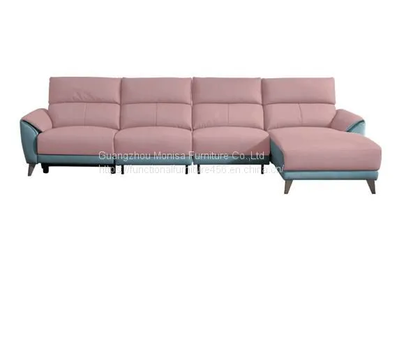 New First Layer Cowhide Functional L-Shaped Chaise Longue Sofa Modern Minimalist Doll Cotton Skin-Friendly Leather Sofa Combination photo-2