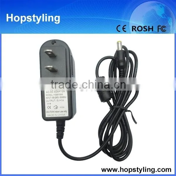 China Supplier USA Standard AC Plug 5V 1A 5.5*2.5 mm CE Approved Wall Charger for Phone/laptop Charger