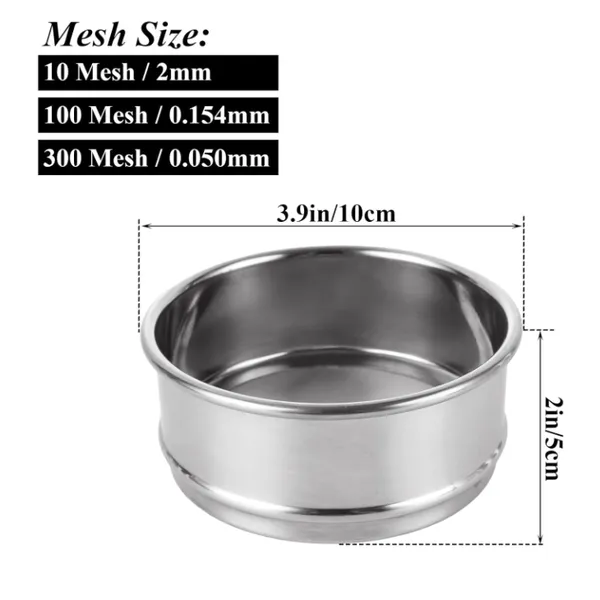 Lab Sieves 304 Stainless Steel Test Sieves 300 Mesh 0.05mm, 100 Mesh 0.154mm, 10 Mesh 2mm Aperture Lab Standard Test Sieve Factory Direct photo-2