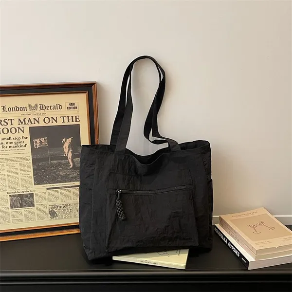 Single Shoulder Women's Cloth Bag, Large Capacity, Lazy Style, Fashionable Shopping Bag, Commuting Simple Nylon Cloth Women's Bag, Cloth Bag photo-3