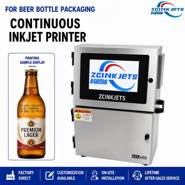 High-Speed Small Character CIJ Inkjet Printer for Beer Bottles Glass Beverage Packaging and Brewery Filling Line Coding