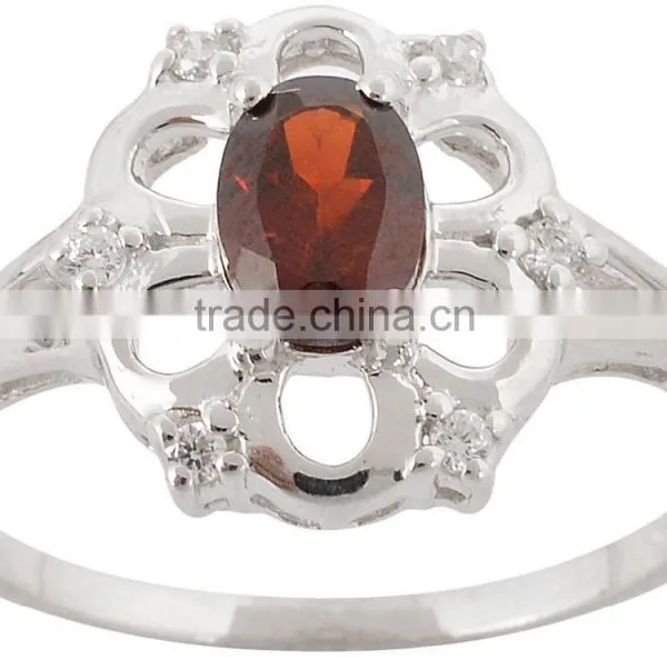 Oval Garnet Gemstone Ring Earring Set photo-3