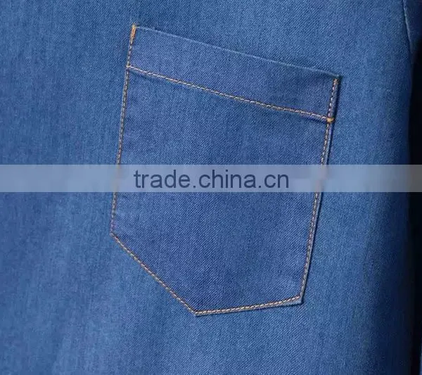 2015 New Arrival Latest Half Sleeve Denim Woman Dress Blue Denim Woman Dress photo-5