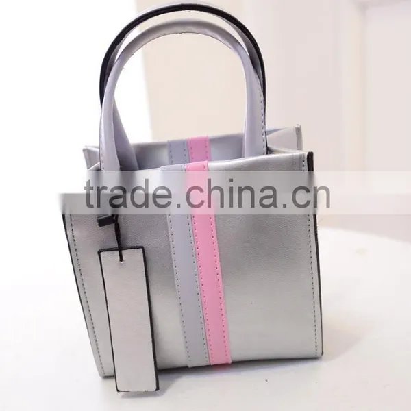 Newest Fashion Contrast Color Fancy pu Tote Bag for Young Girl photo-2