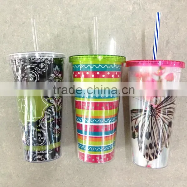 Travel Cup With Lid and Straw Double Wall BPA Free