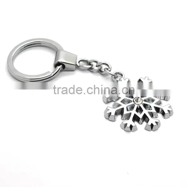 Custom Metal Silver Tone Snowflake Keychain for Christmas Promotional Gift photo-3