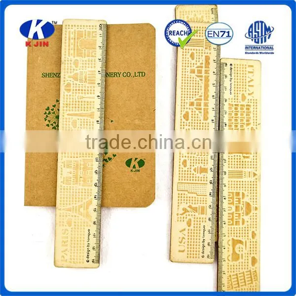 2016manufacturer Custom Full City Printing Wooden Ruler at 19cm for Gifts photo-2