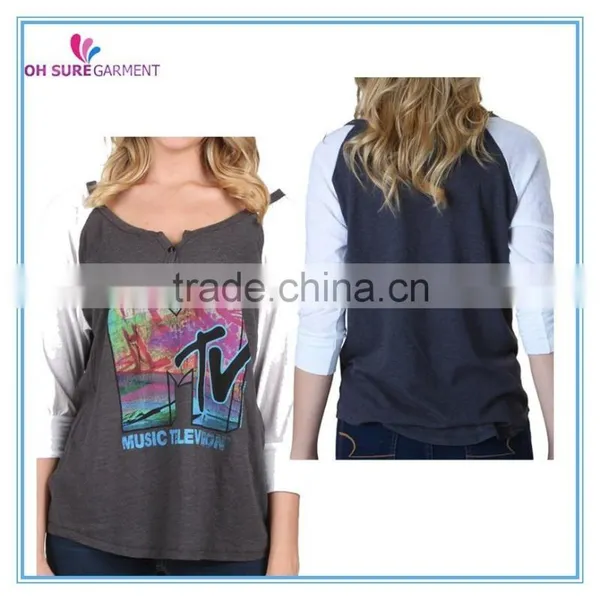 Wholesale Hot Style Womens Raglan Long Sleeve Shirt