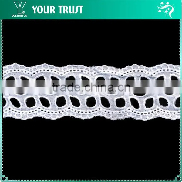 Width 14.0 Centimeter Flora White Cotton Trimming Lace photo-6