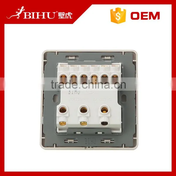 China Famous Brand BIHU Golden PC Led Light 3 Gang 2 Way Z-wave Wall Switch photo-5