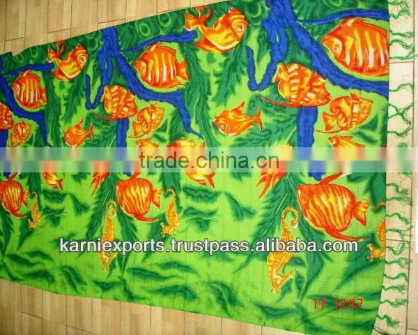 VISCOSE PAREO 110X180CMS. WITH FRINGAGE PRINTED BEACHWEAR PRINTS JODHPUR PAREOS JAIPUR PRINTS PAREOS BEACHPAREO Floral &seaprint photo-2