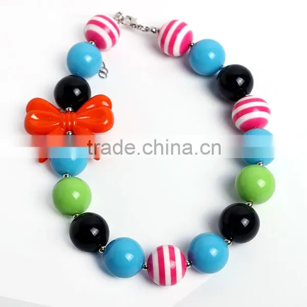Baby Necklace Girl Chunky Necklace With Red Bowknot Fashion Jewelry Chunky Necklace photo-3