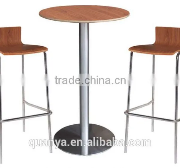 High Feet Wooden Airlift Chairs and Table for Fast Food Restaurant/Bar