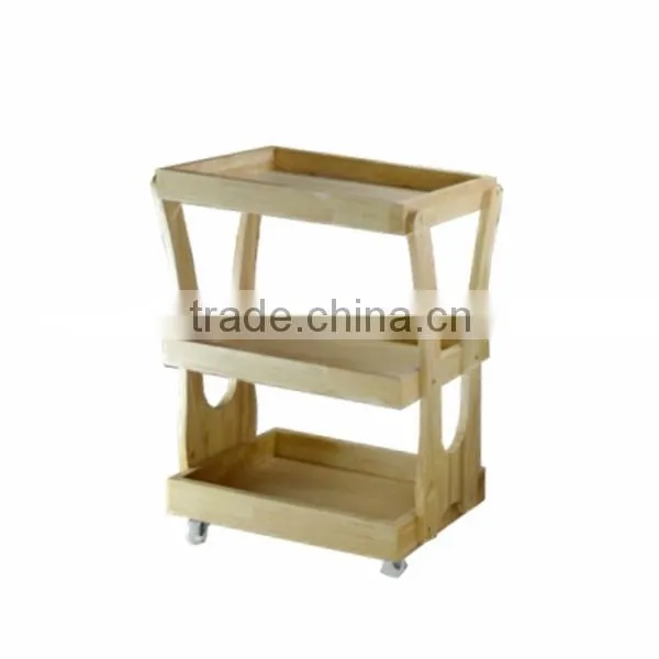 Wood Color Salon Trolley Salon Furniture Wood Shelf 3968 photo-2