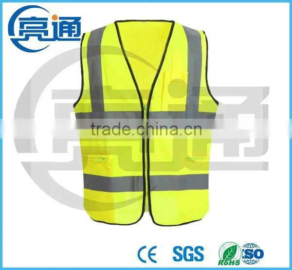 2 Pockets Neon Green Safety Vest With Reflective Strips ANSI/ISEA Medium photo-5